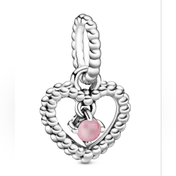 Pandora Jewelry - Pandora October Petal Pink Heart Dangle Sterling Silver Charm